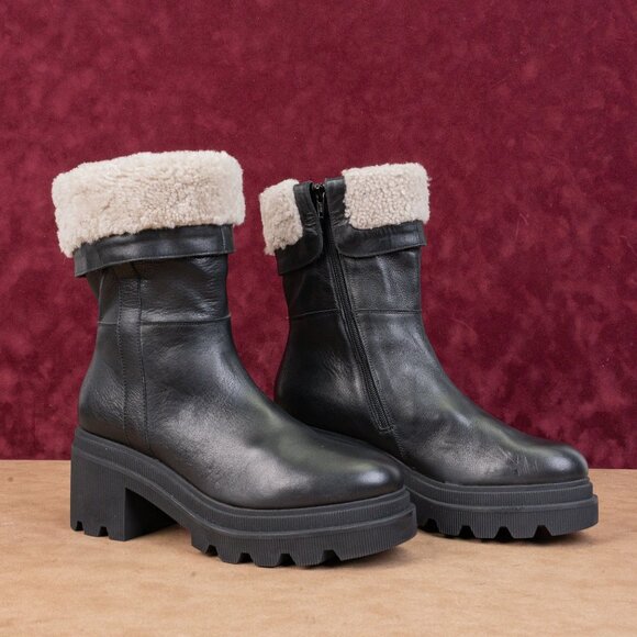 Voile Blanche Women Black Leather Zip Fleece Lined Winter Boots sz 9.5US EUR41 - Picture 1 of 9